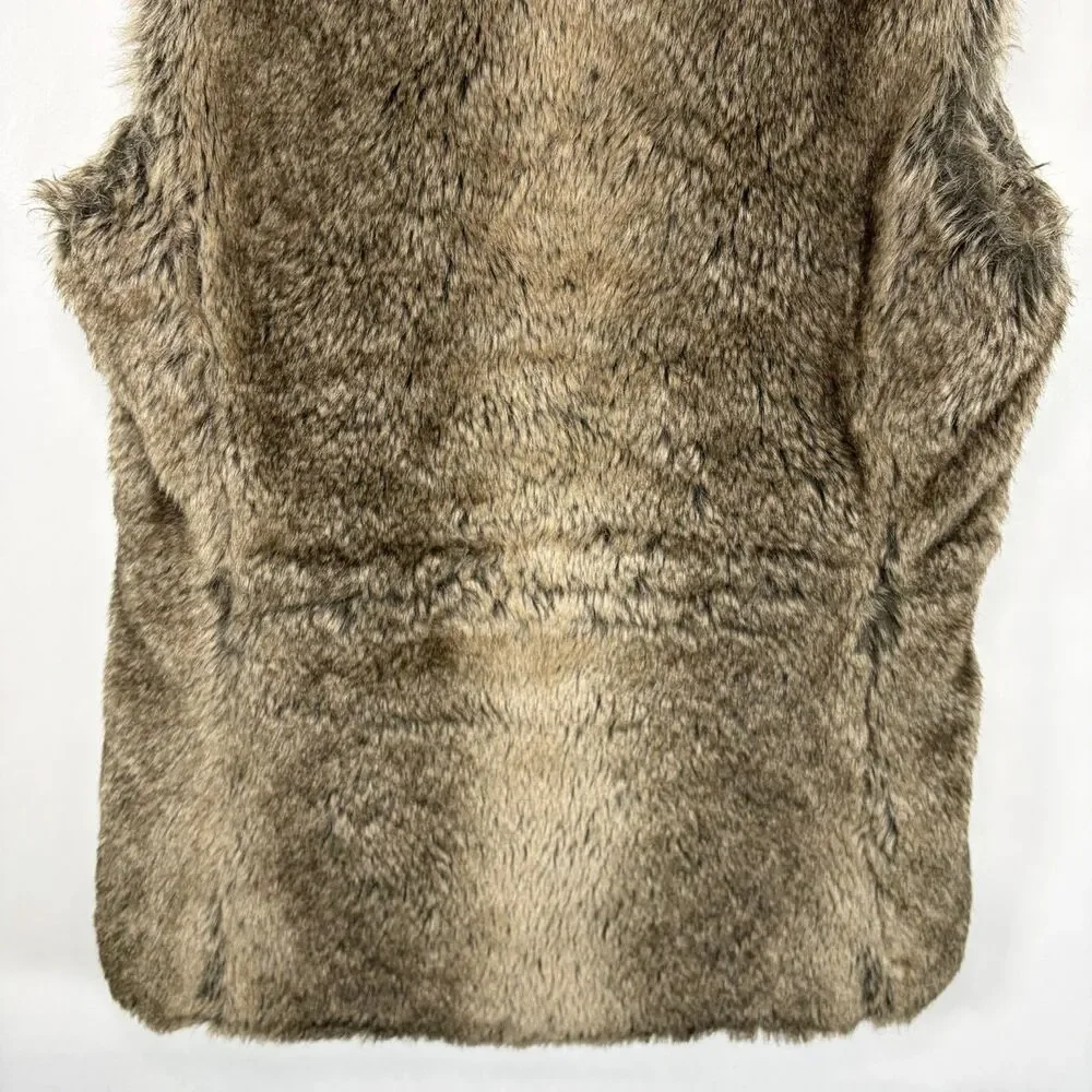 Banana Republic Faux Fur Vest Womens Size Small Brown Quilted Insulated Lining
